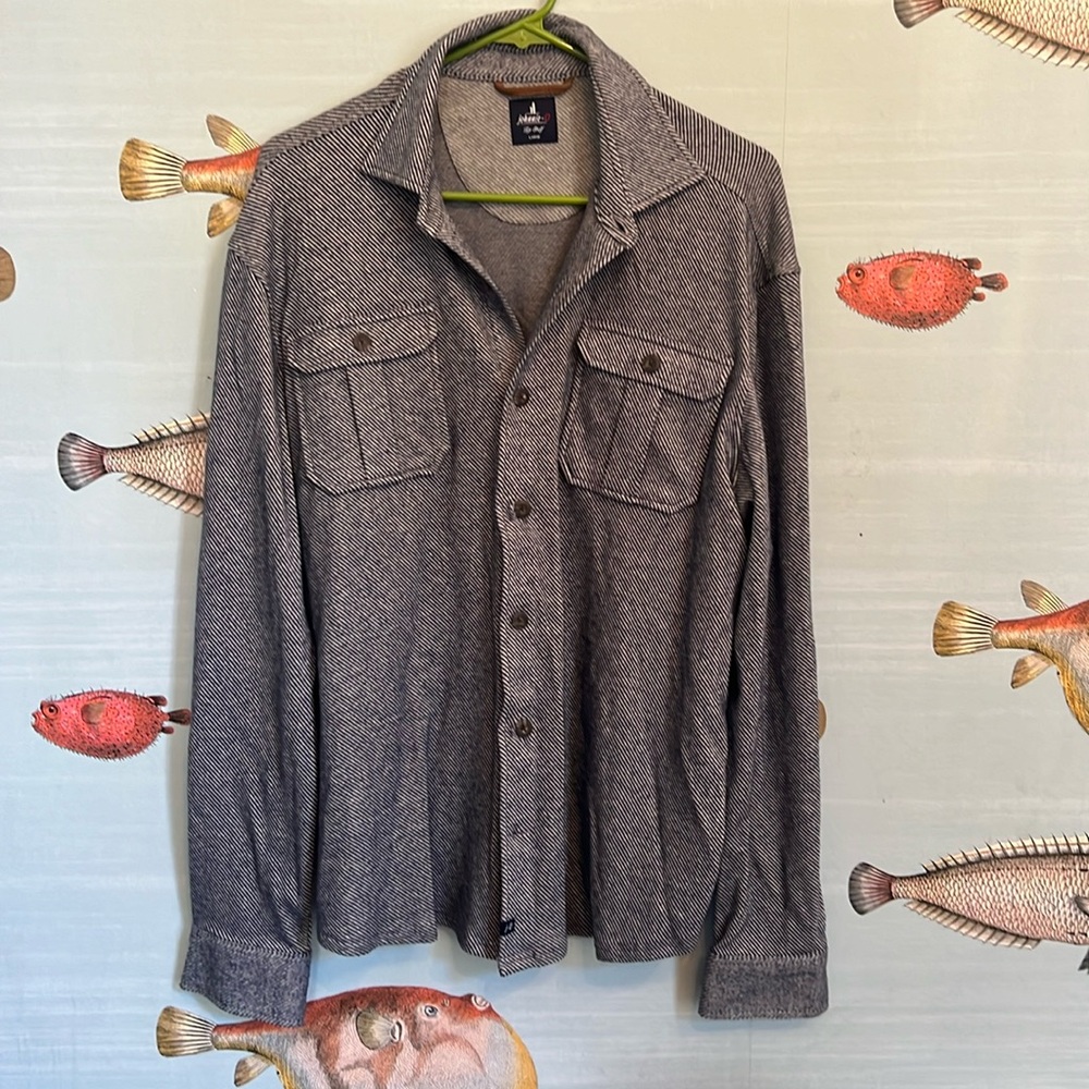 Johnnie-O. Blue striped flannel button down, buttery soft